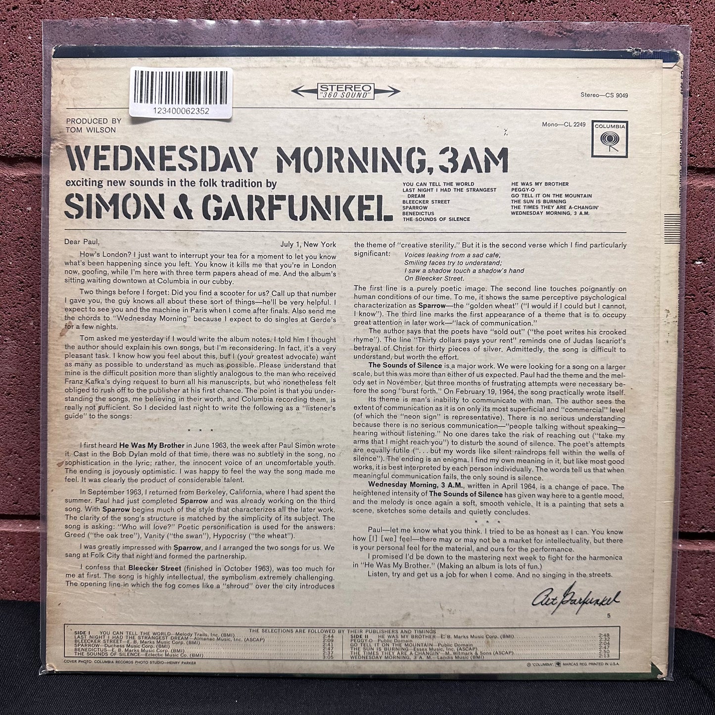 Used Vinyl: Simon and Garfunkel "Wednesday Morning 3 AM" LP (2-Eye Columbia labels)