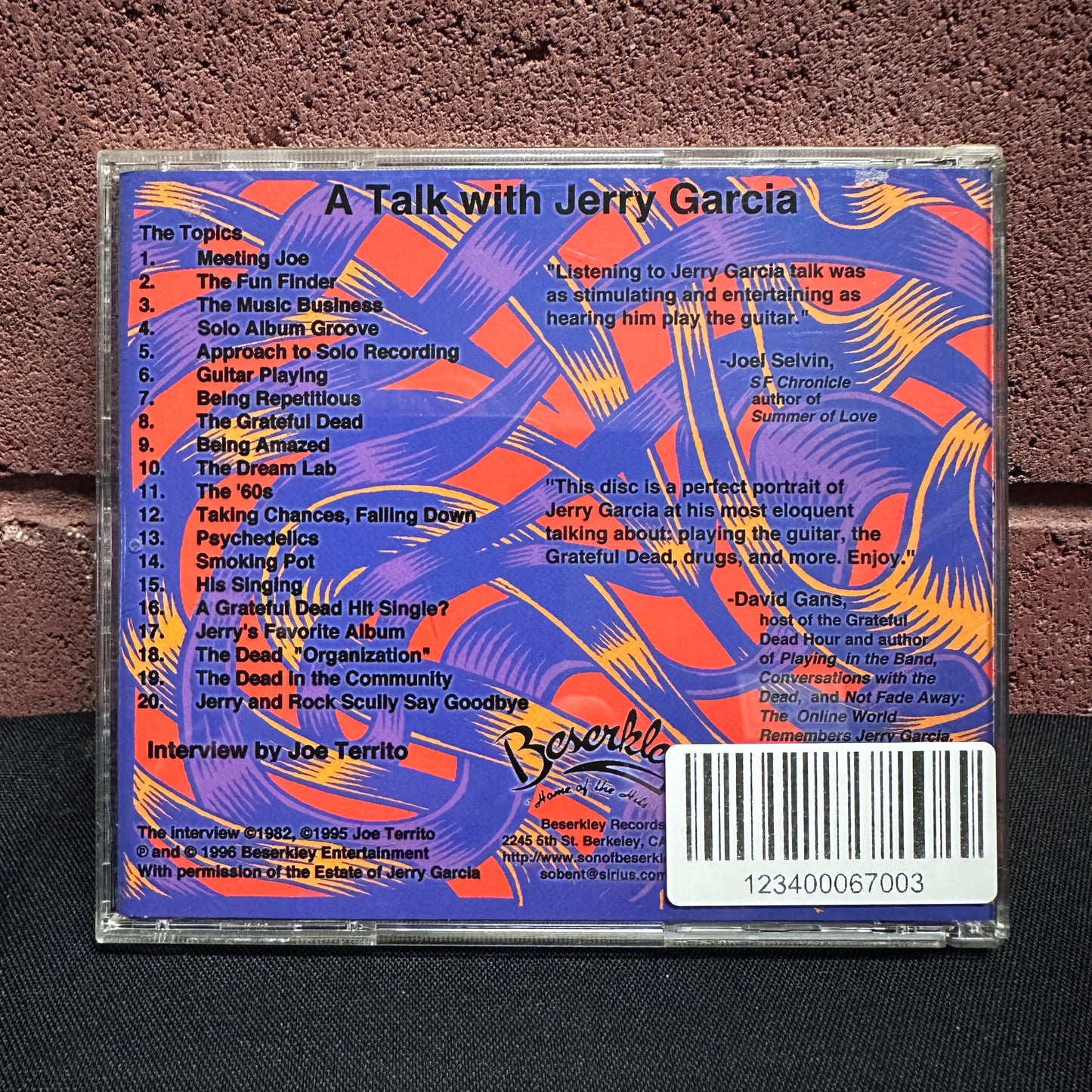 Used CD: Jerry Garcia w/ Joe Territo & Rock Scully "A Talk With Jerry Garcia" CD (1996 Press)