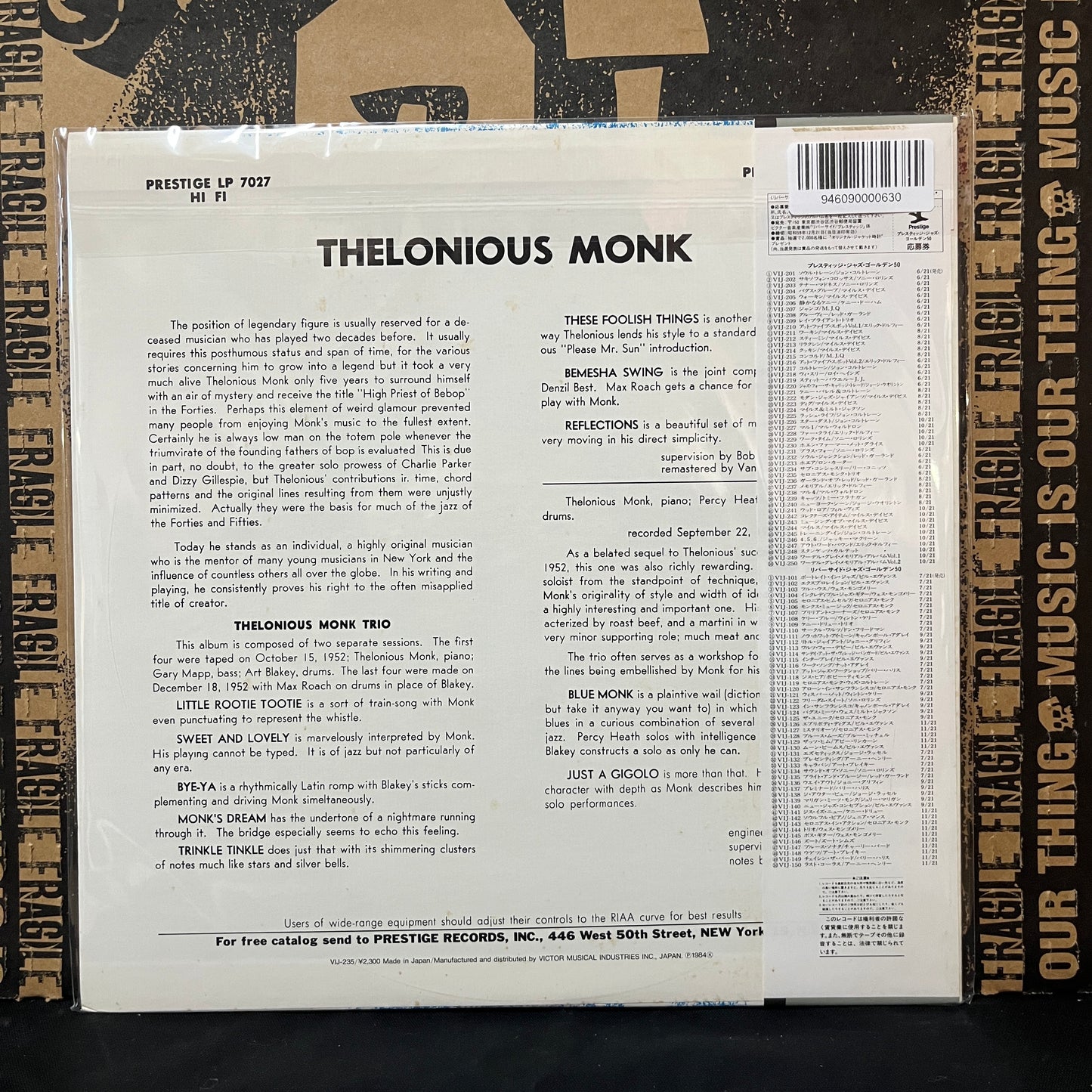 Used Vinyl: Thelonious Monk Trio "S/T" LP (1984 Japanese Press)