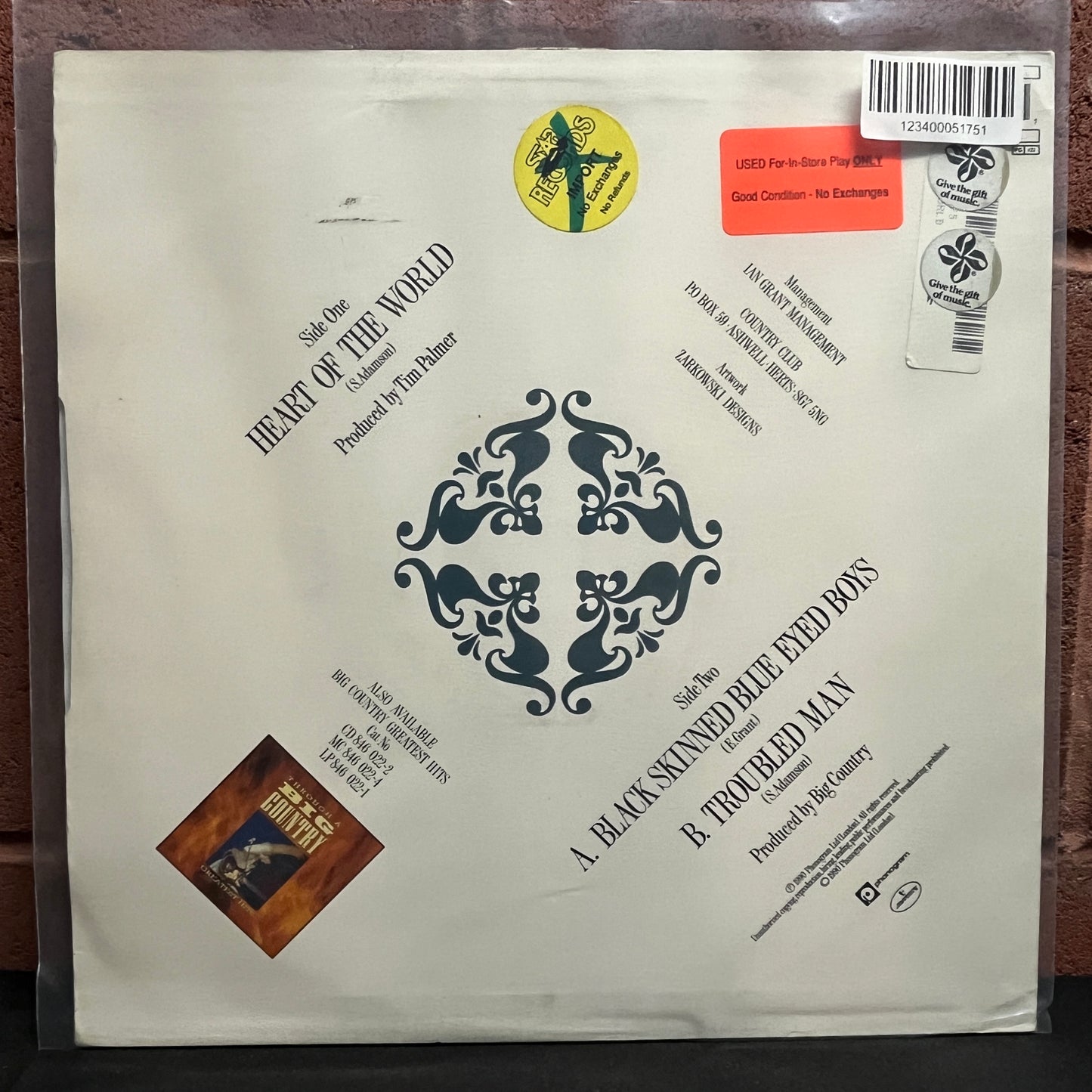 Used Vinyl: Big Country "Heart Of The World" 12"