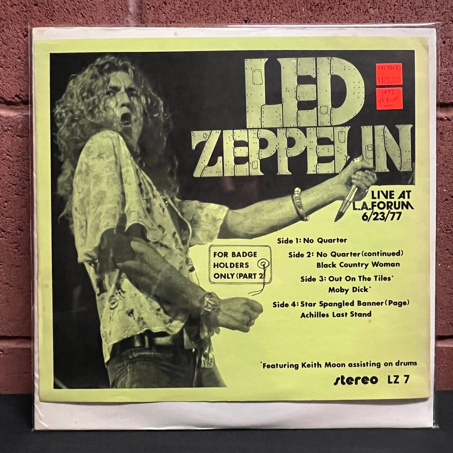 Used Vinyl: Led Zeppelin "For Badge Holders Only (Part 2) (Live at L.A. Forum 6/23/77)" 2xLP (Japanese Press)