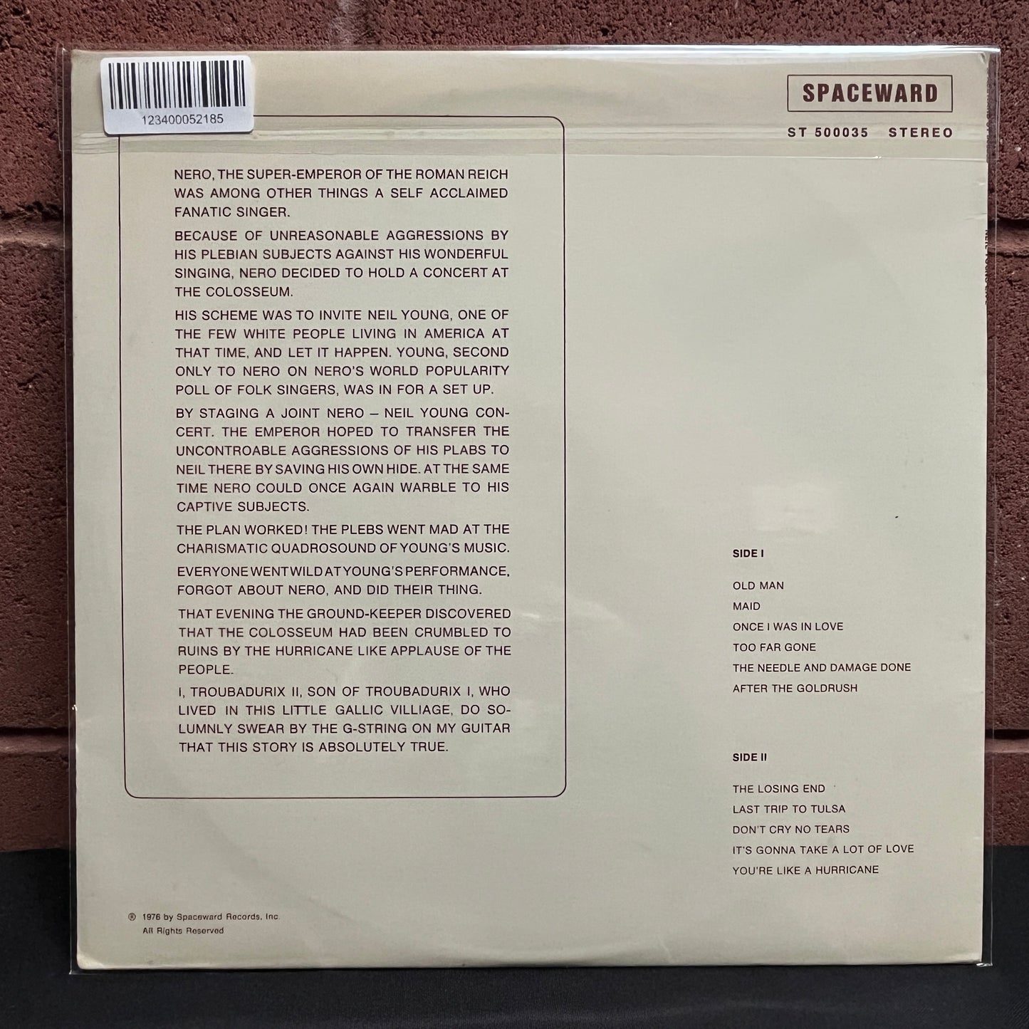 Used Vinyl: Neil Young "At The Roman Colosseum" LP (Orange Vinyl 1976 Dutch Press)