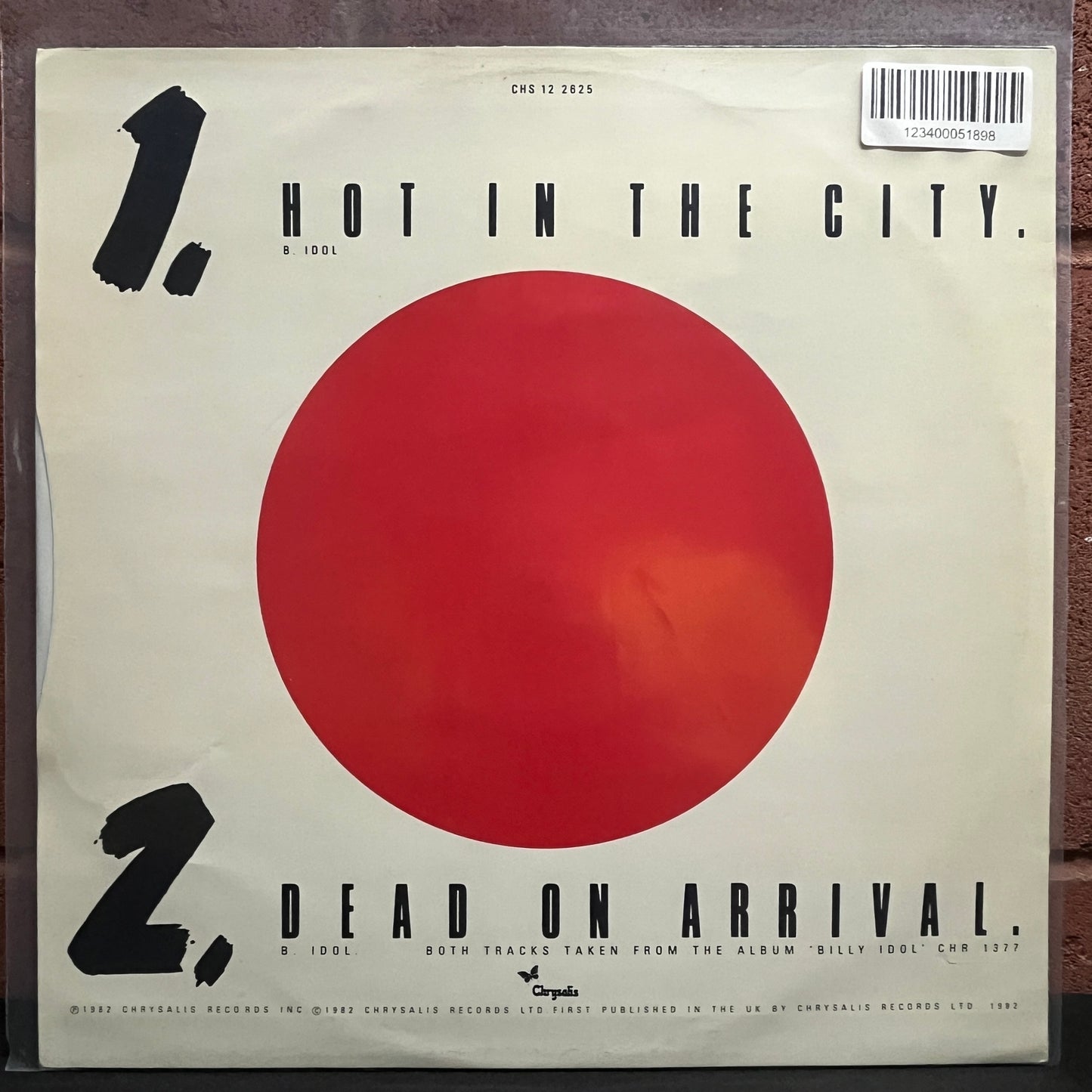 Used Vinyl: Billy Idol "Hot In The City (Extended Version)" 12" (1982 UK Press)