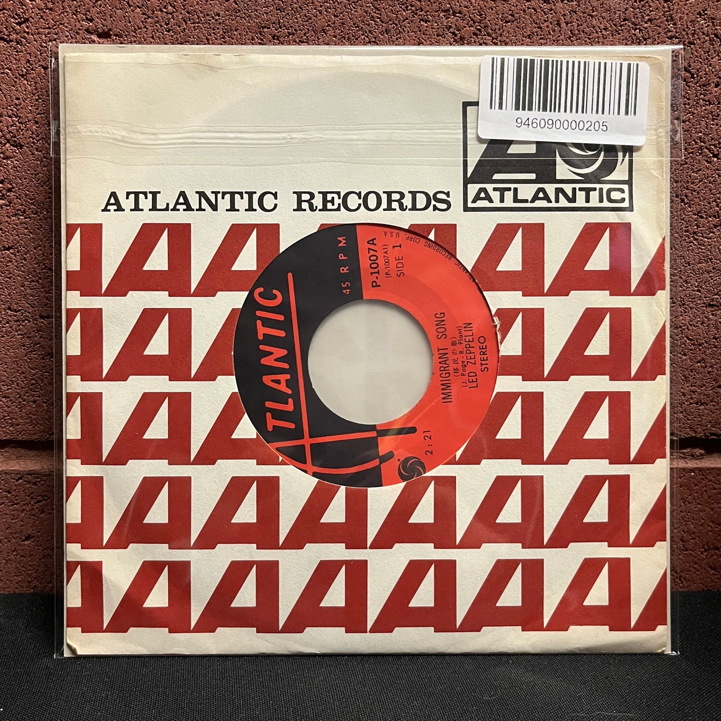 Used Vinyl: Led Zeppelin "Immigrant Song / Hey, Hey, What Can I Do" 7" (400 Yen Cover w/ 500 Yen Sticker Japanese Press)