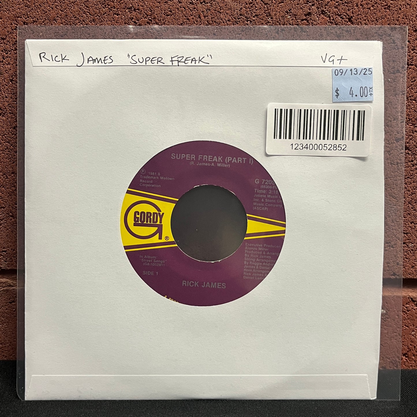 Used Vinyl: Rick James "Super Freak" 7"