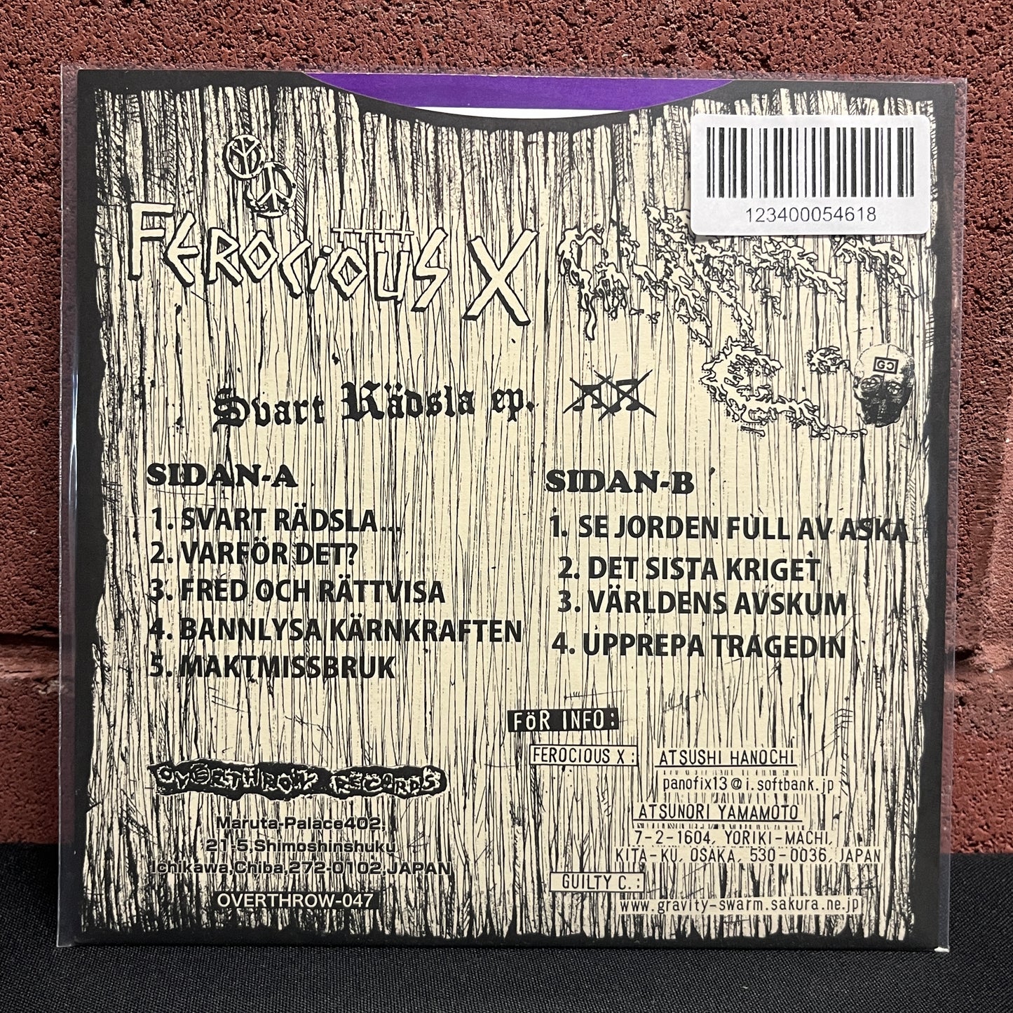 Used Vinyl: Ferocious X / Guilty C. "Svart Rädsla EP." 7"