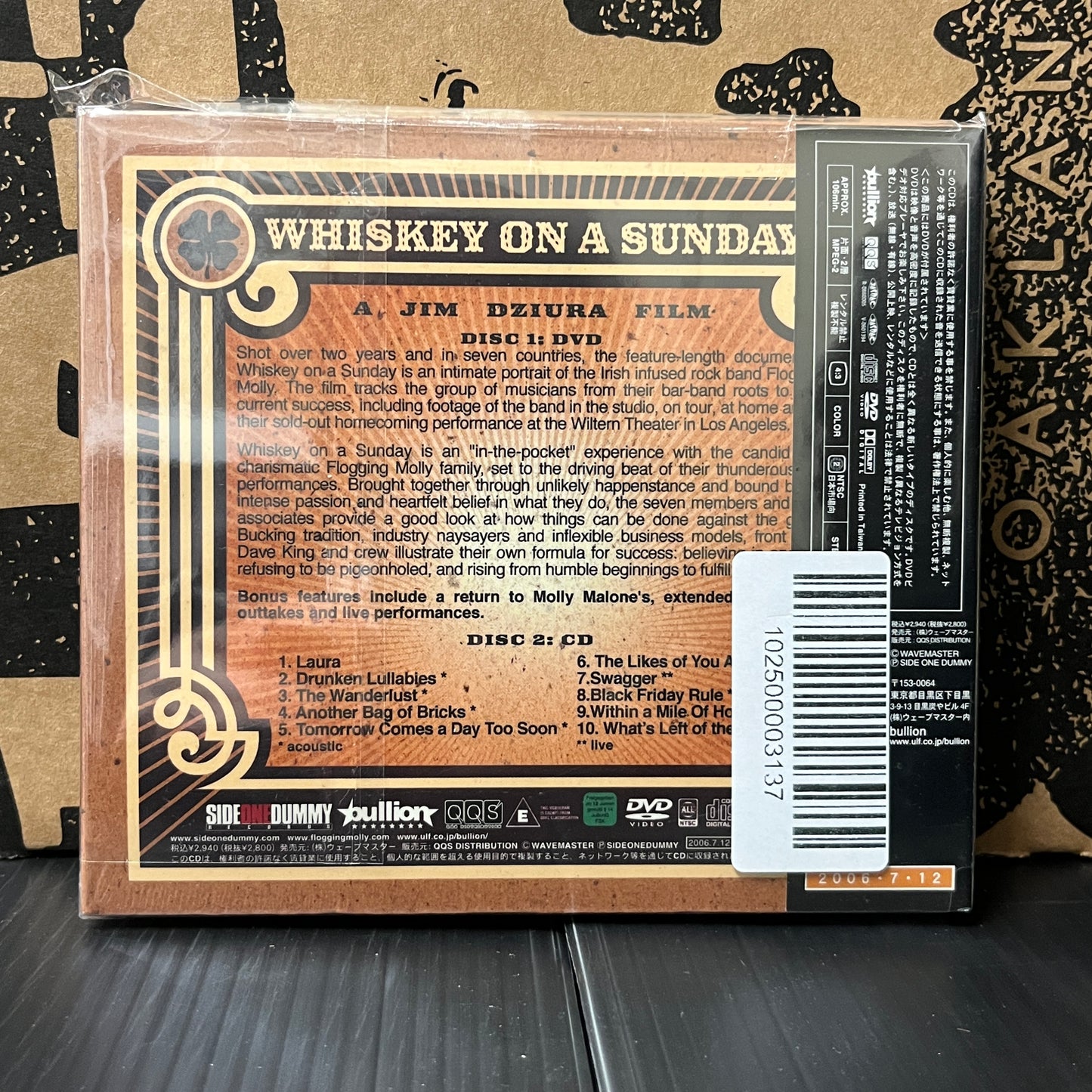 Used CD: Flogging Molly "Whiskey On A Sunday" CD + DVD (2006 Japanese Press)