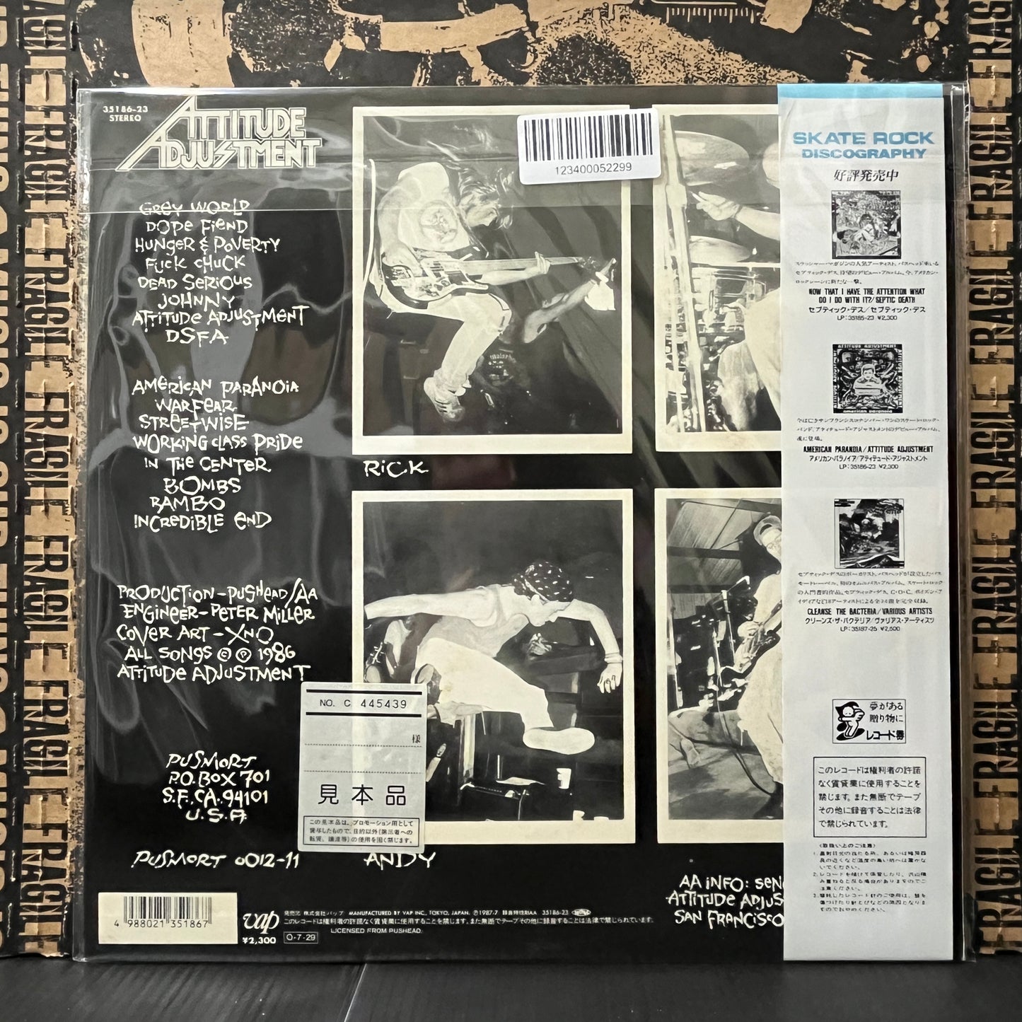 Used Vinyl: Attitude Adjustment "American Paranoia" LP (Japanese Promo Press)