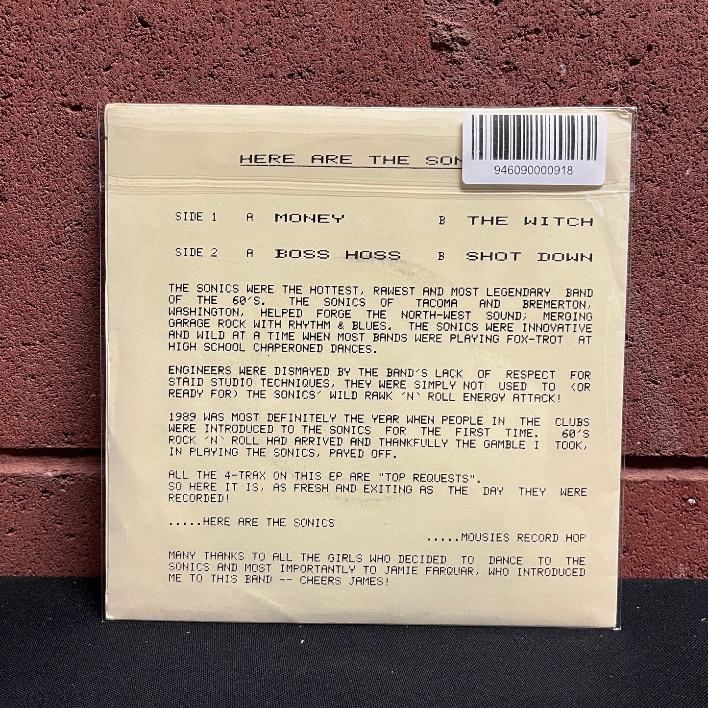 Used Vinyl: The Sonics "Here Are The Sonics " 7" (UK Press)