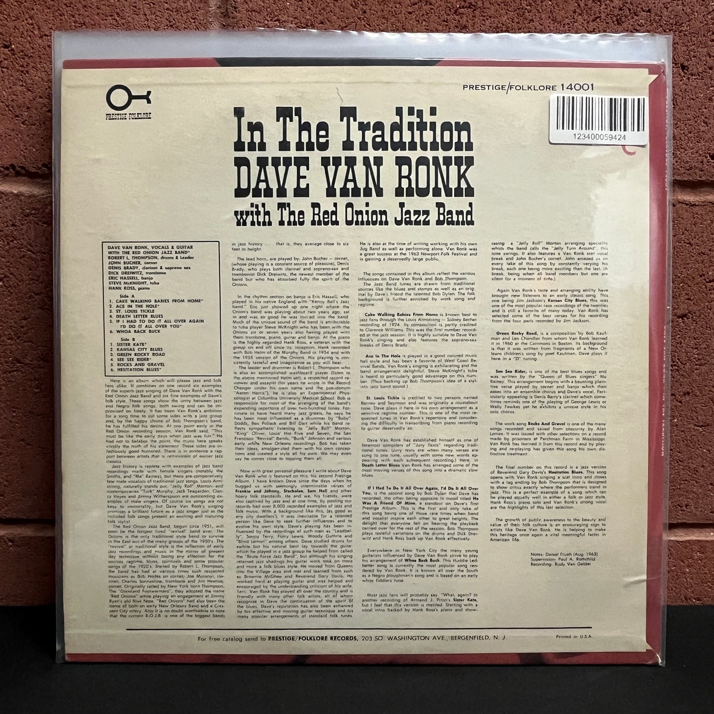 Used Vinyl: Dave Van Ronk With The Red Onion Jazz Band "In The Tradition" LP