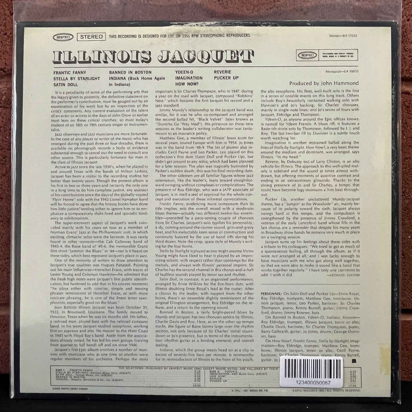 Used Vinyl: Illinois Jacquet "S/T" LP