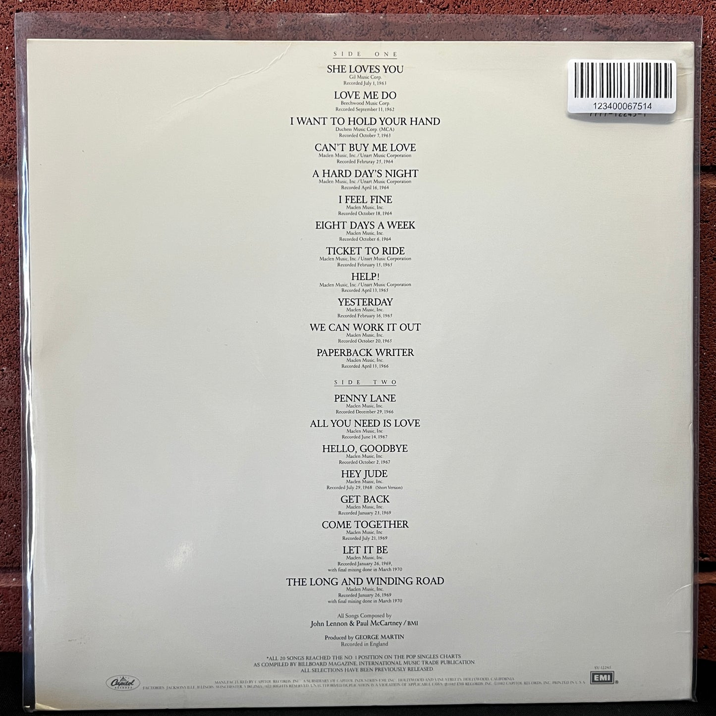 Used Vinyl: The Beatles "20 Greatest Hits" LP (1982 Press)