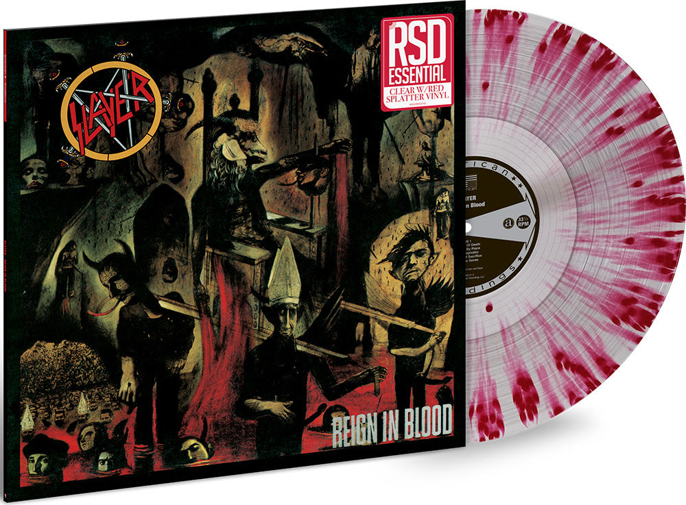 PRE-ORDER: Slayer Reign In Blood LP (Clear w/ Red Splatter Vinyl)