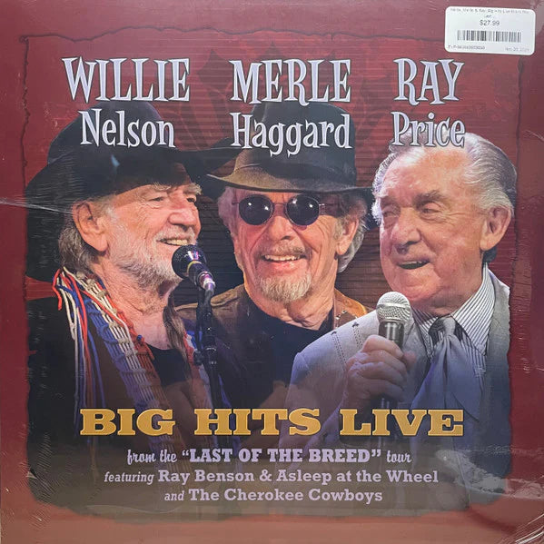 Willie Nelson, Merle Haggard, & Ray Price "Willie Merle & Ray: Big Hits Live from the 'Last of the Breed' Tour" LP (Indie Exclusive Maroon Vinyl)