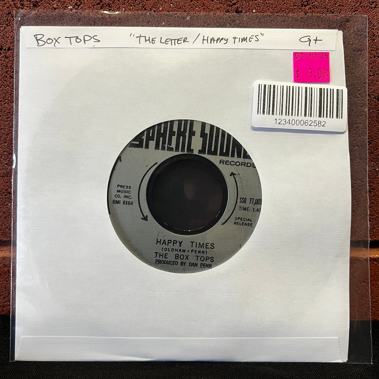Used Vinyl: Box Tops "The Letter / Happy Times" 7"