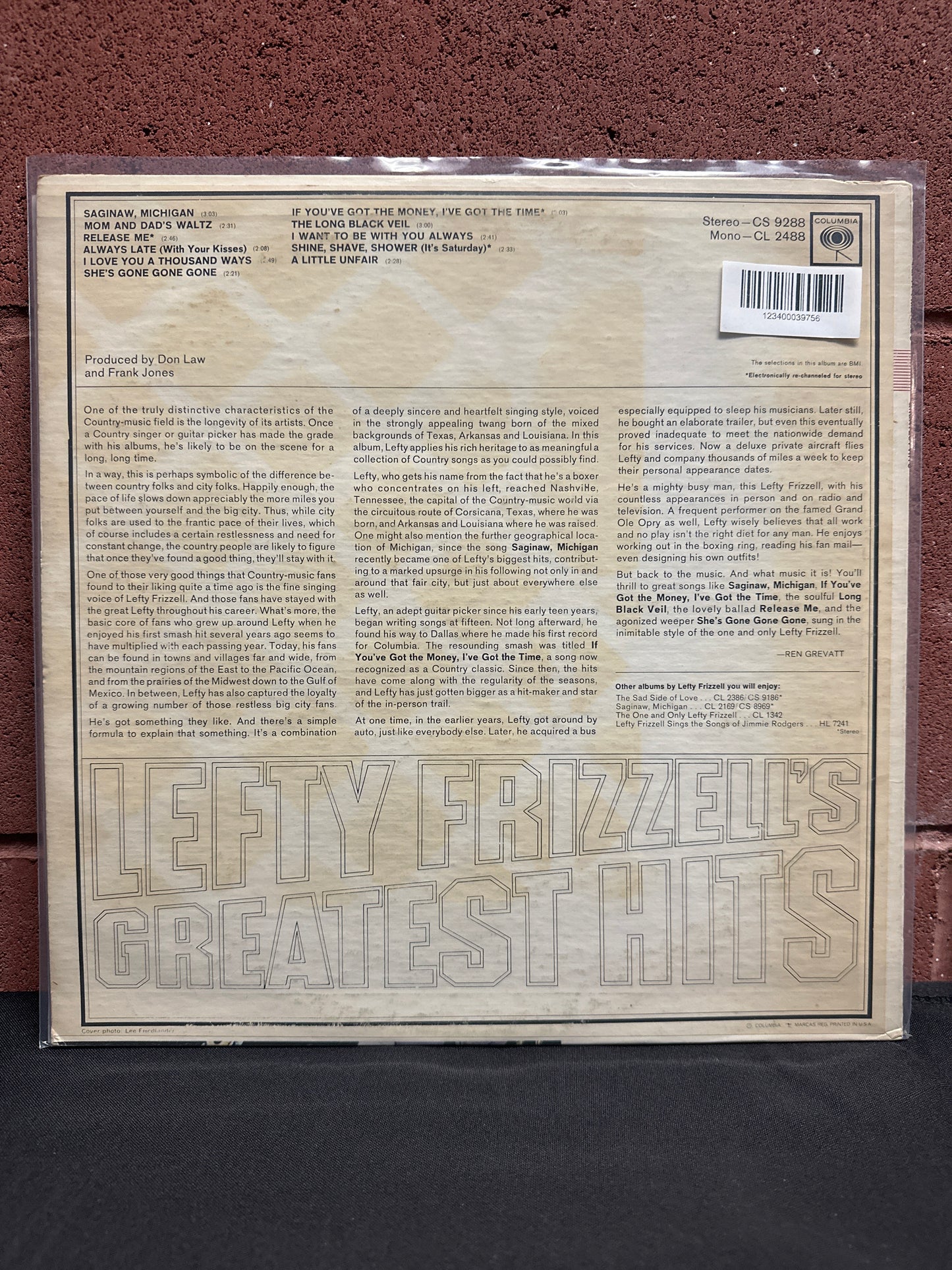 Used Vinyl: Lefty Frizzell ”Greatest Hits” LP