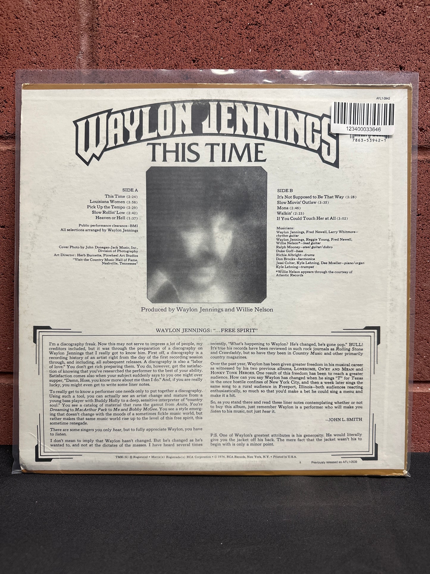 Used Vinyl:  Waylon Jennings ”This Time” LP