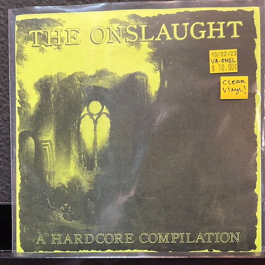 USED VINYL: Various "The Onslaught: A Hardcore Compilation" 7" (Clear Vinyl)