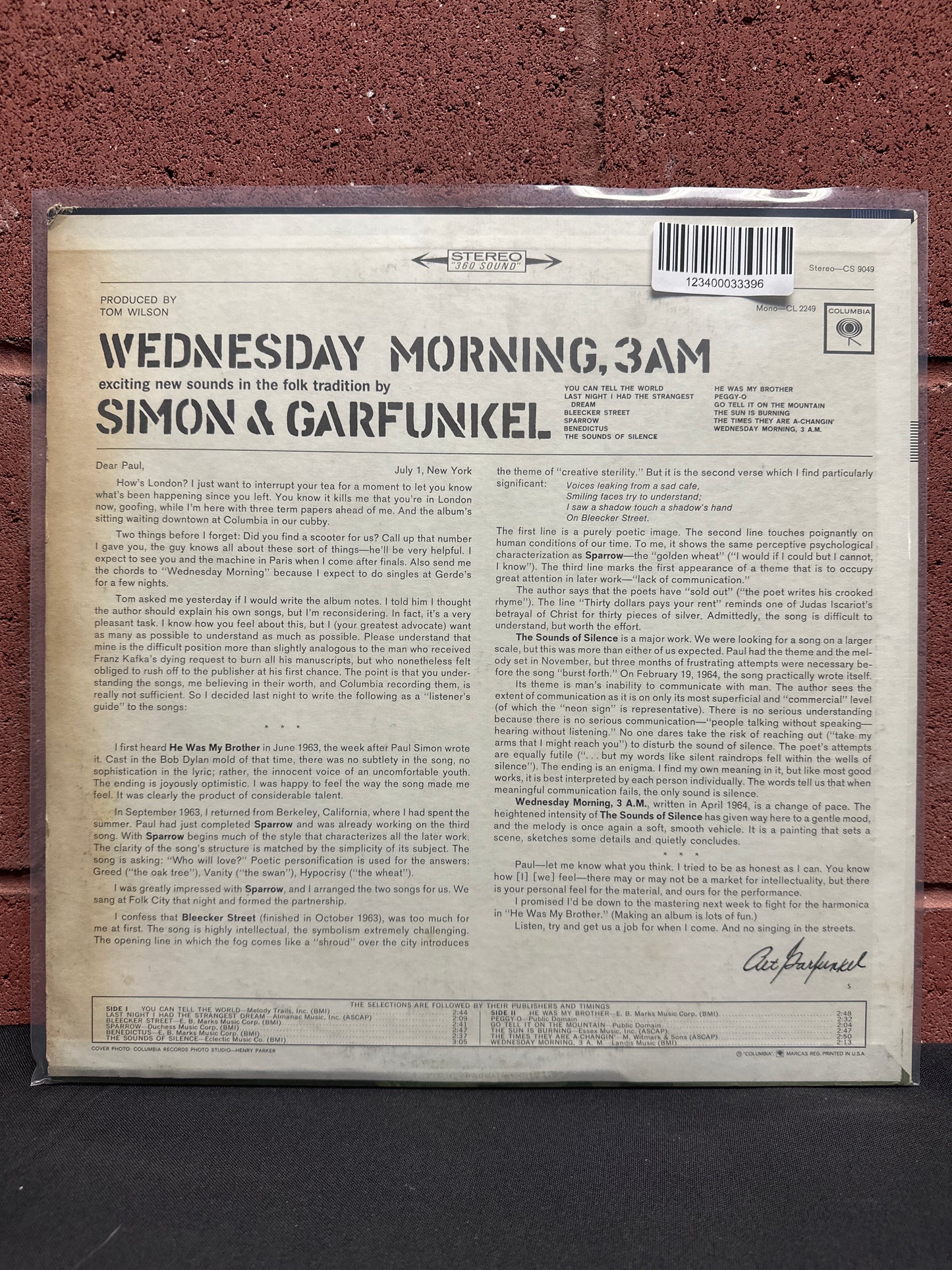 Used Vinyl:  Simon & Garfunkel ”Wednesday Morning, 3 A.M.” LP