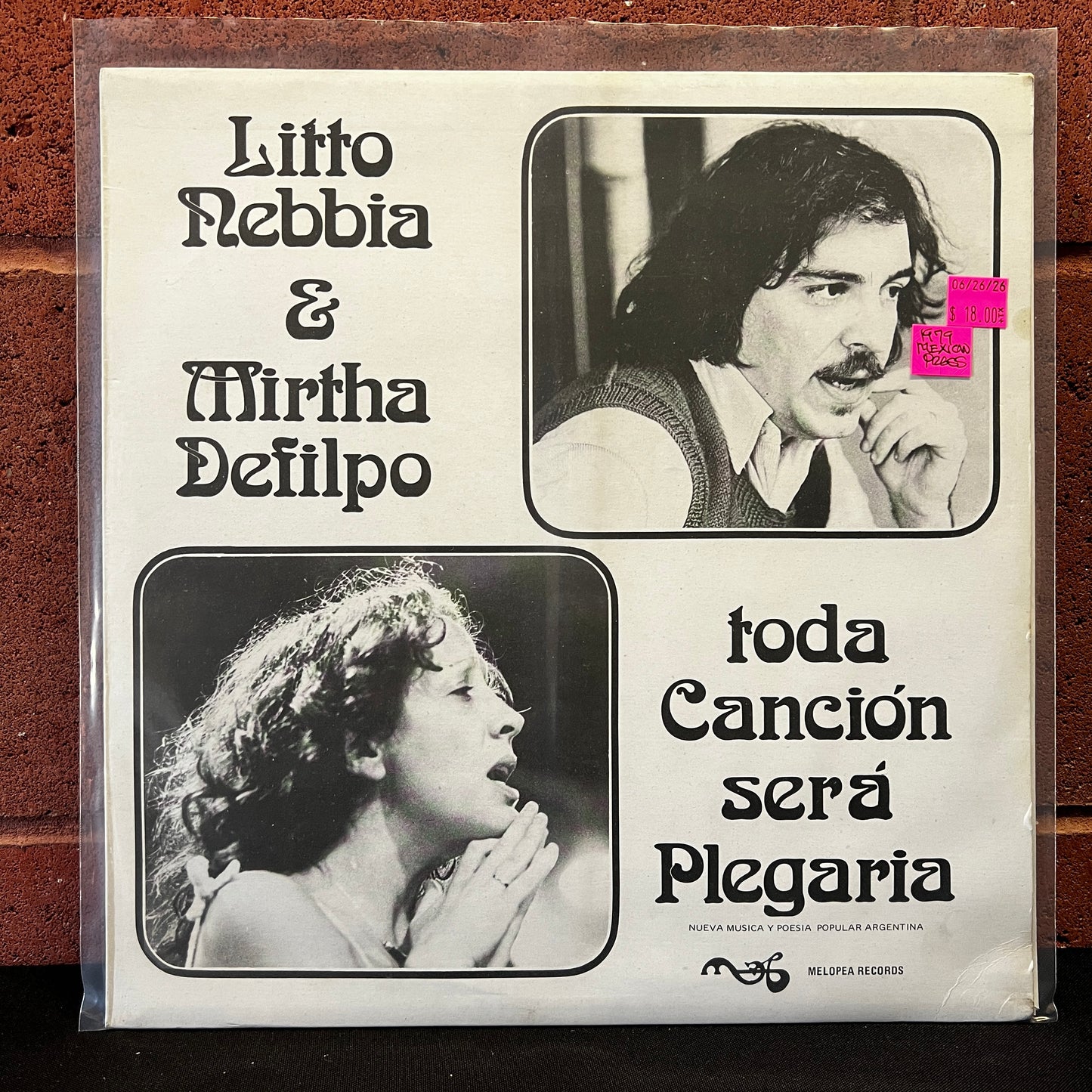 Used Vinyl: Litto Nebbia & Mirtha Defilpo "Toda Canción Será Plegaria" LP (1979 Mexican Press)