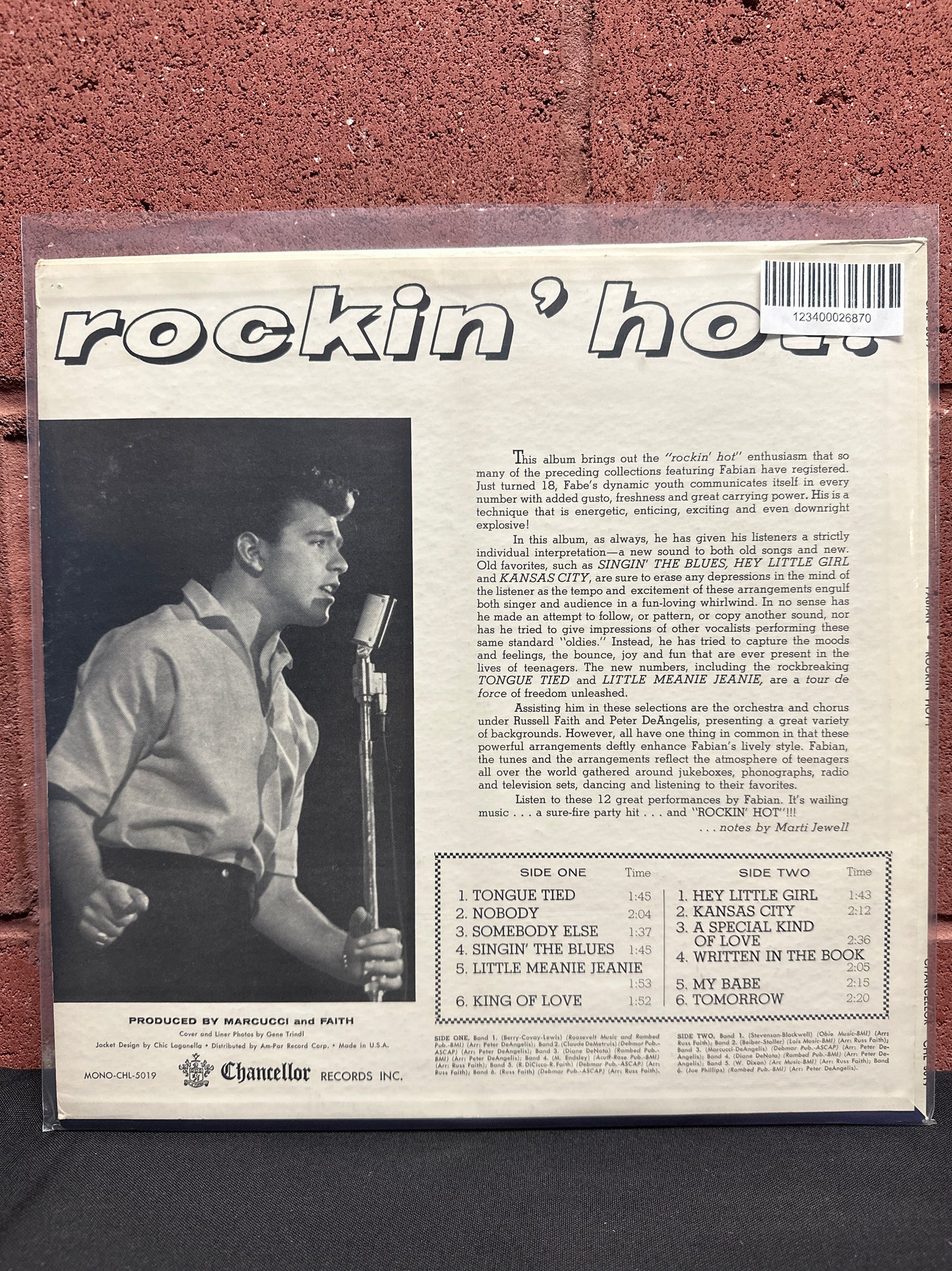 Used Vinyl:  Fabian ”Rockin' Hot” LP, Album, Mono