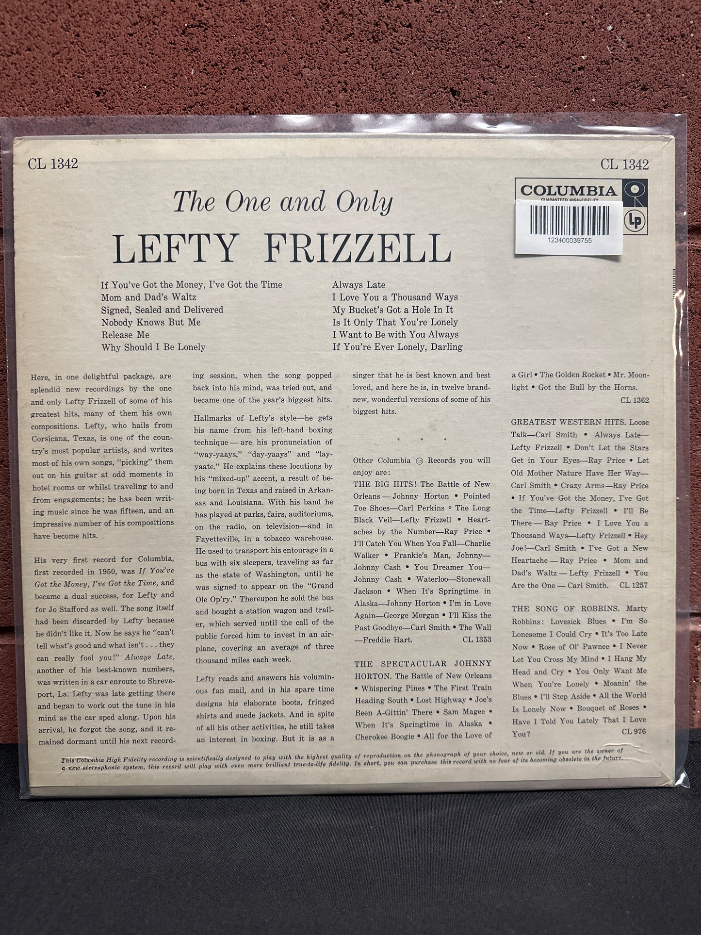 Used Vinyl: Lefty Frizzell ”The One And Only Lefty Frizzell” LP