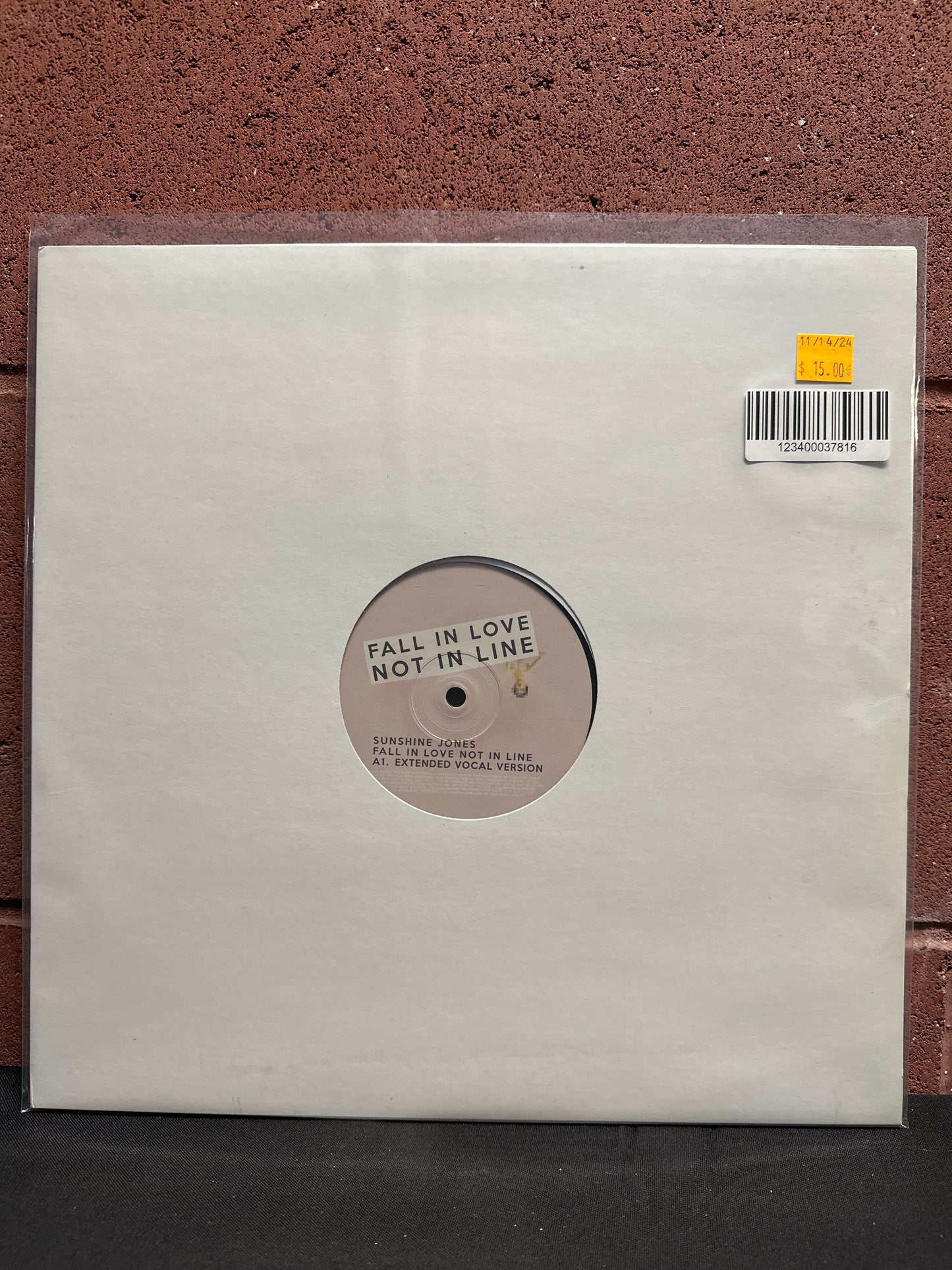 Used Vinyl:  Sunshine Jones ”Fall In Love Not In Line” 12"