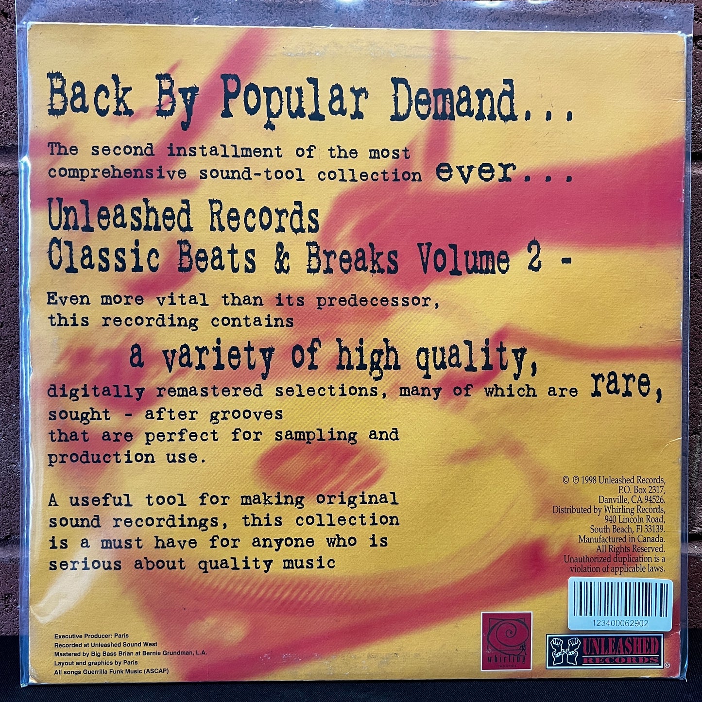 Used Vinyl: Paris "Unleashed Records Presents Bomb From Da Bay Volume 2: Classic Beats And Breaks" 12" Single