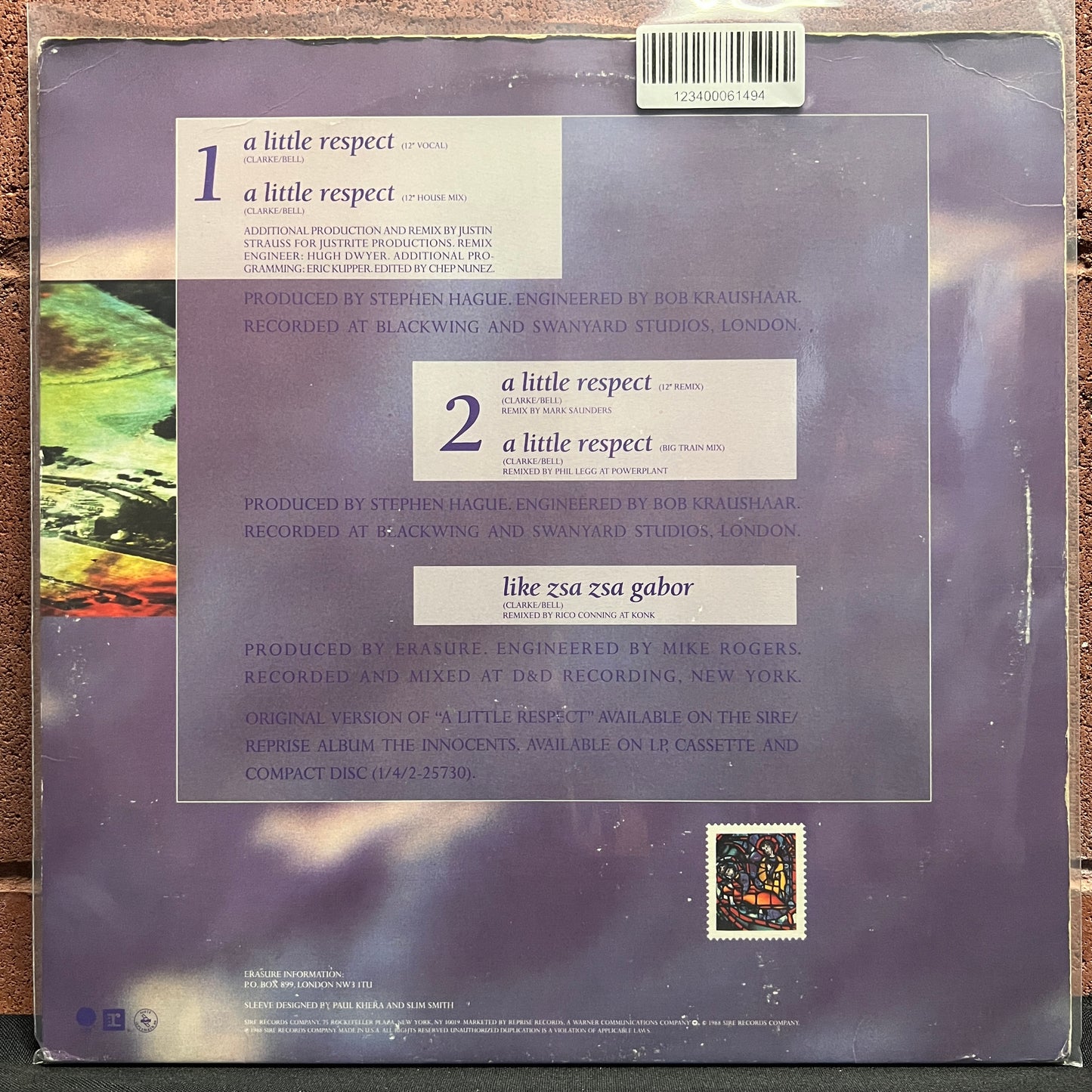 Used Vinyl: Erasure ‎"A Little Respect" 12" (1988 Press)