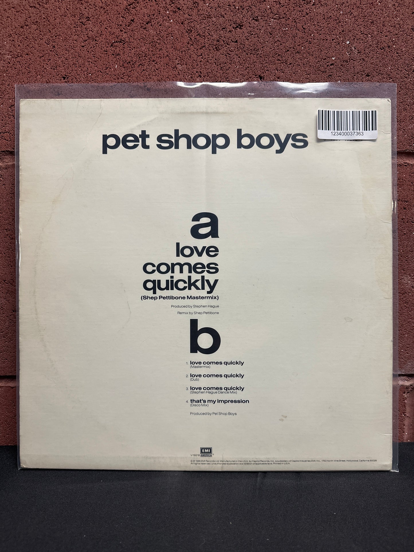 Used Vinyl:  Pet Shop Boys ”Love Comes Quickly” 12"