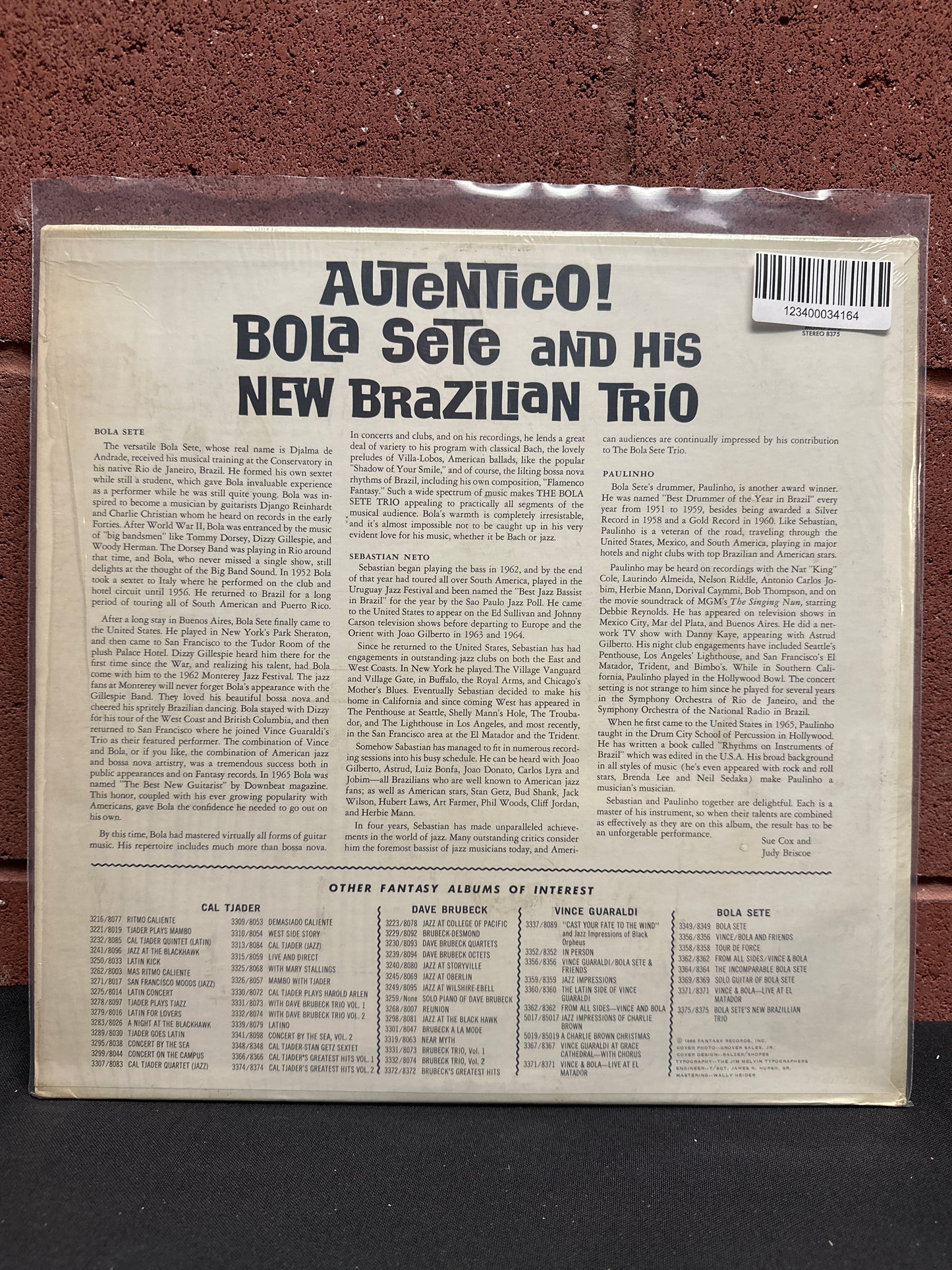 Used Vinyl:  Bola Sete And His New Brazilian Trio ”Autentico!” LP