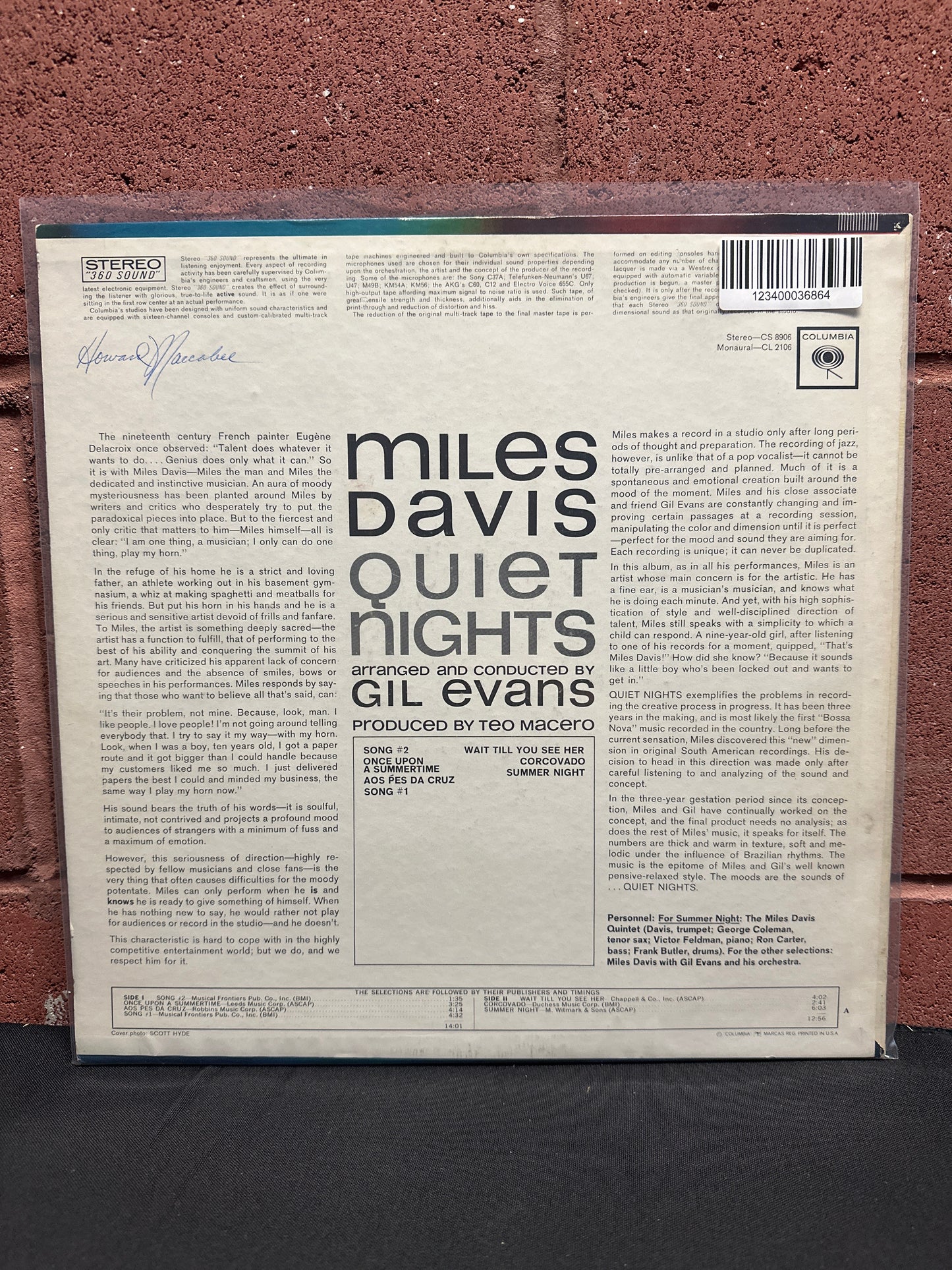 Used Vinyl:  Miles Davis ”Quiet Nights” LP