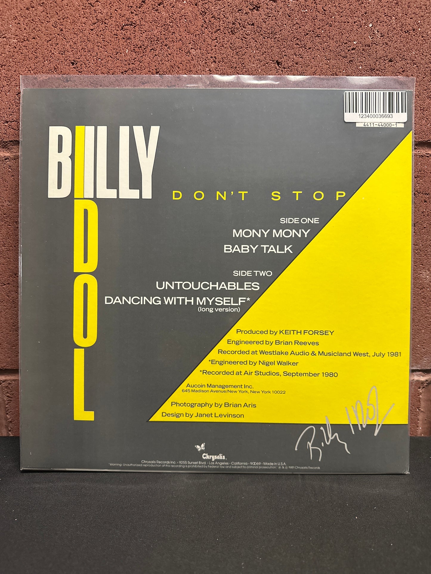 Used Vinyl:  Billy Idol ”Don't Stop” 12"