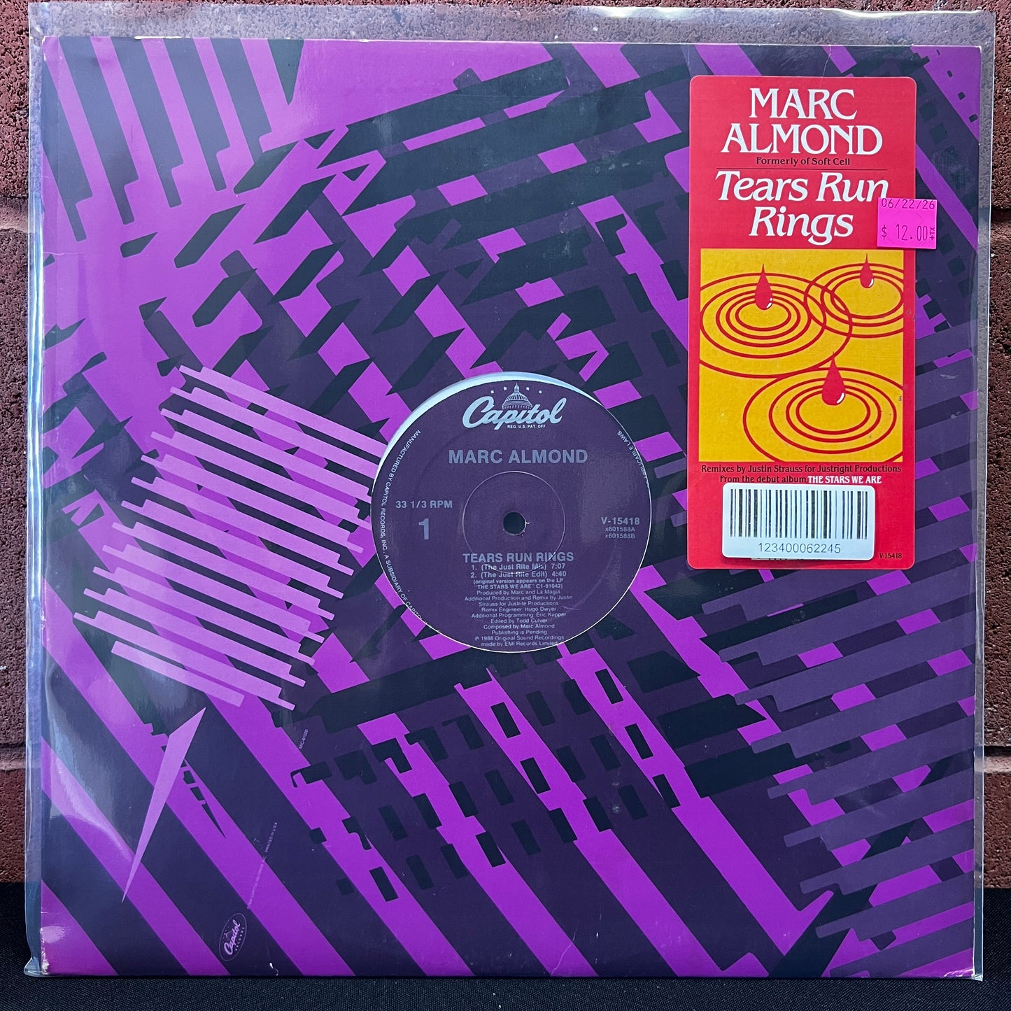 Used Vinyl: Marc Almond "Tears Run Rings" 12" Single
