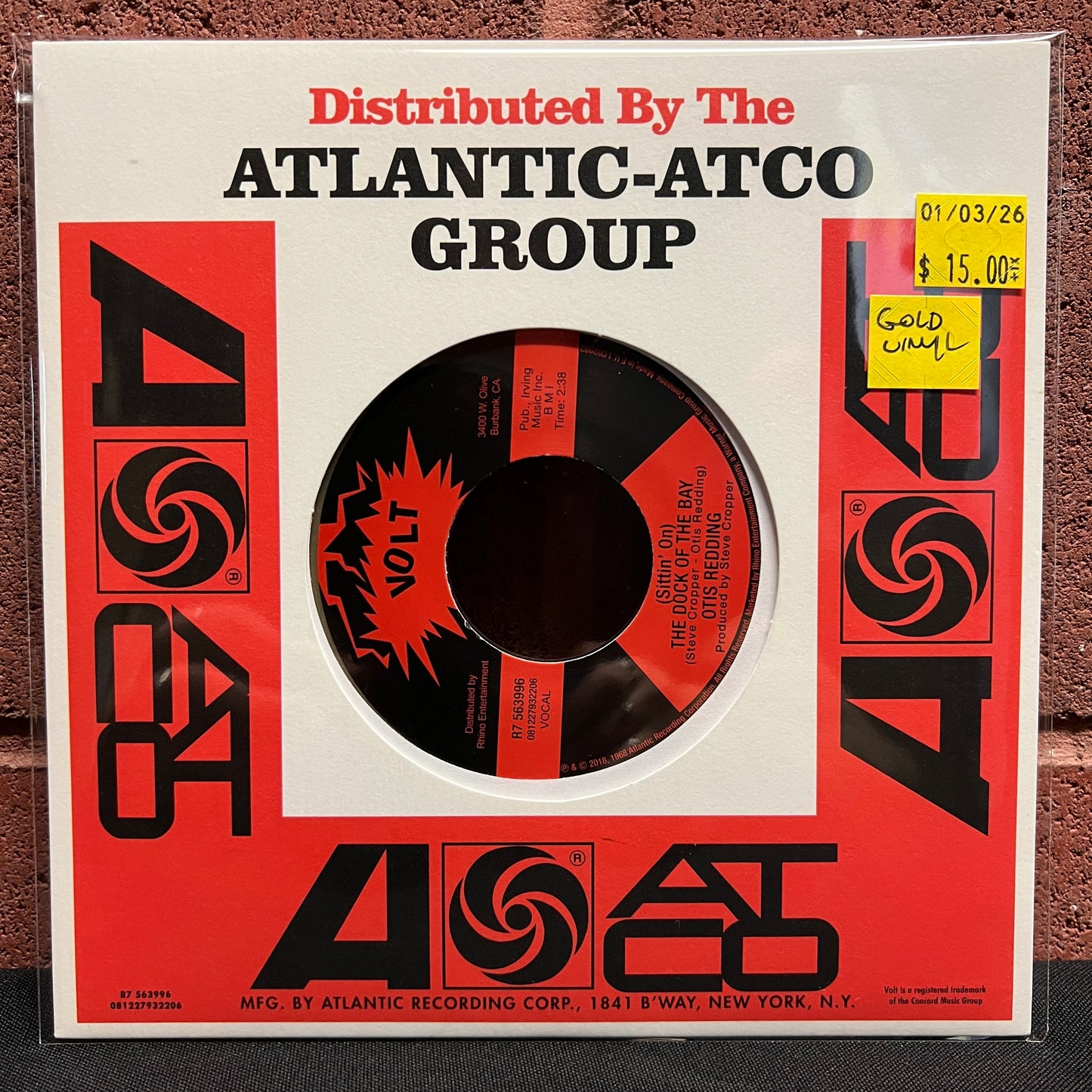 Used Vinyl: Otis Redding "(Sittin' On) The Dock Of The Bay" 7" (2018 Press - Gold Vinyl)