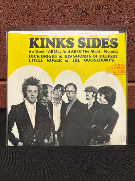 Used Vinyl:  Dick Bright And His Sounds Of Delight Orchestra With Little Roger / Little Roger & The Goosebumps ”Kinks Sides” 7"