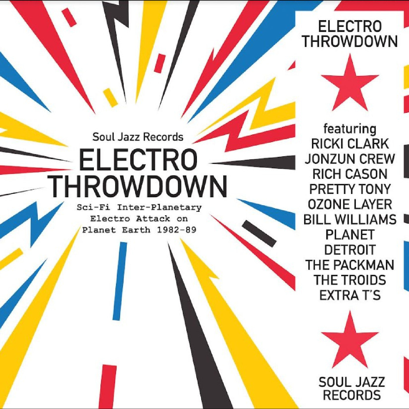 Soul Jazz Records "ELECTRO THROWDOWN – Sci-Fi Inter-Planetary Electro Attack on Planet Earth 1982-89" 2xLP