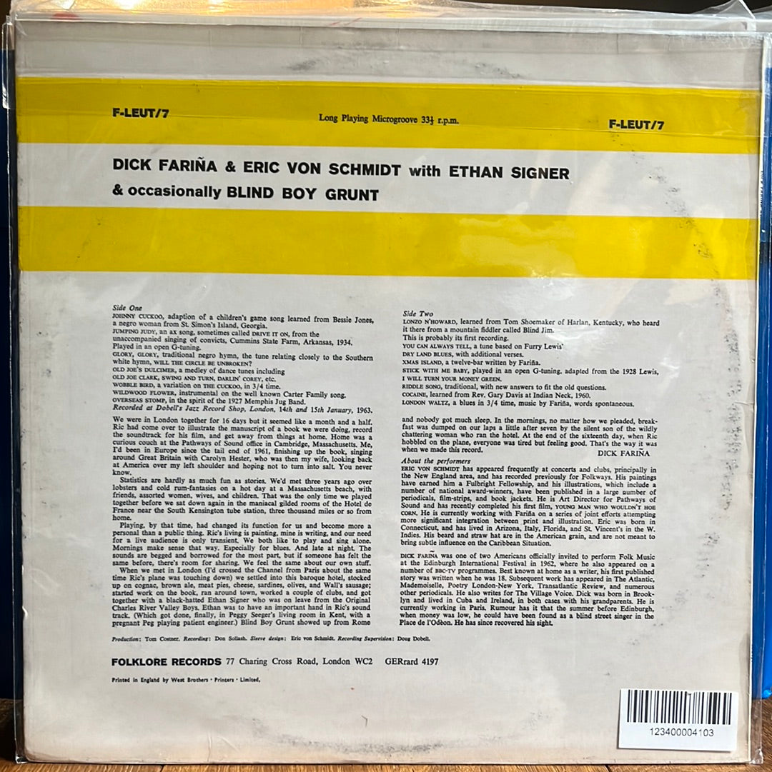 USED VINYL: Richard Farina & Eric Von Schmidt “Dick Fariña & Eric Von Schmidt” LP