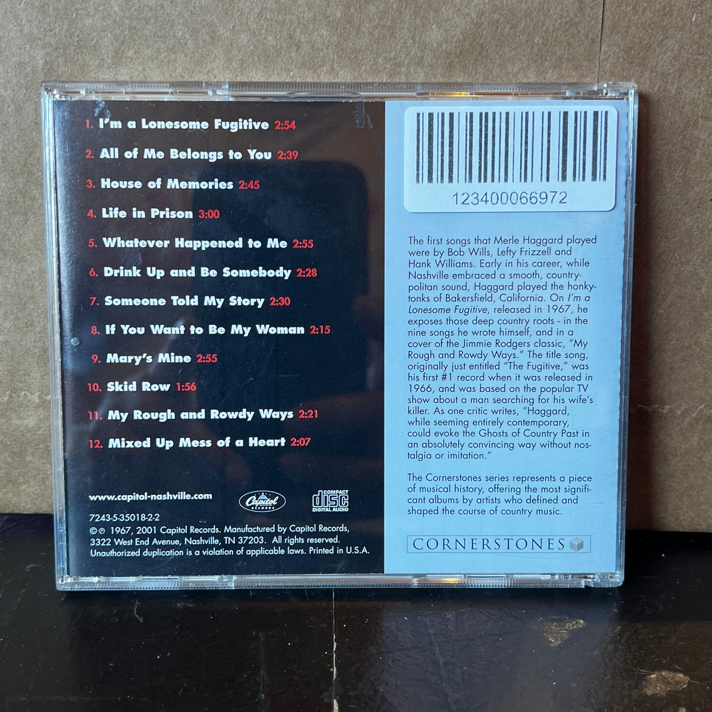Used CD: Merle Haggard & The Strangers "I'm A Lonesome Fugitive" CD (2001 Press)