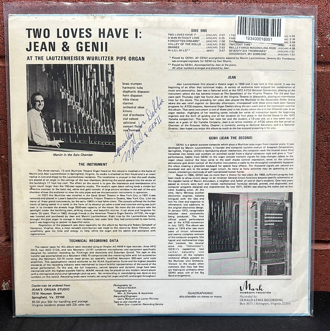 Used Vinyl:  Marvin Lautzenheiser ”Two Loves Have I: Jean And The Genii Computer” LP (Quadrophonic)