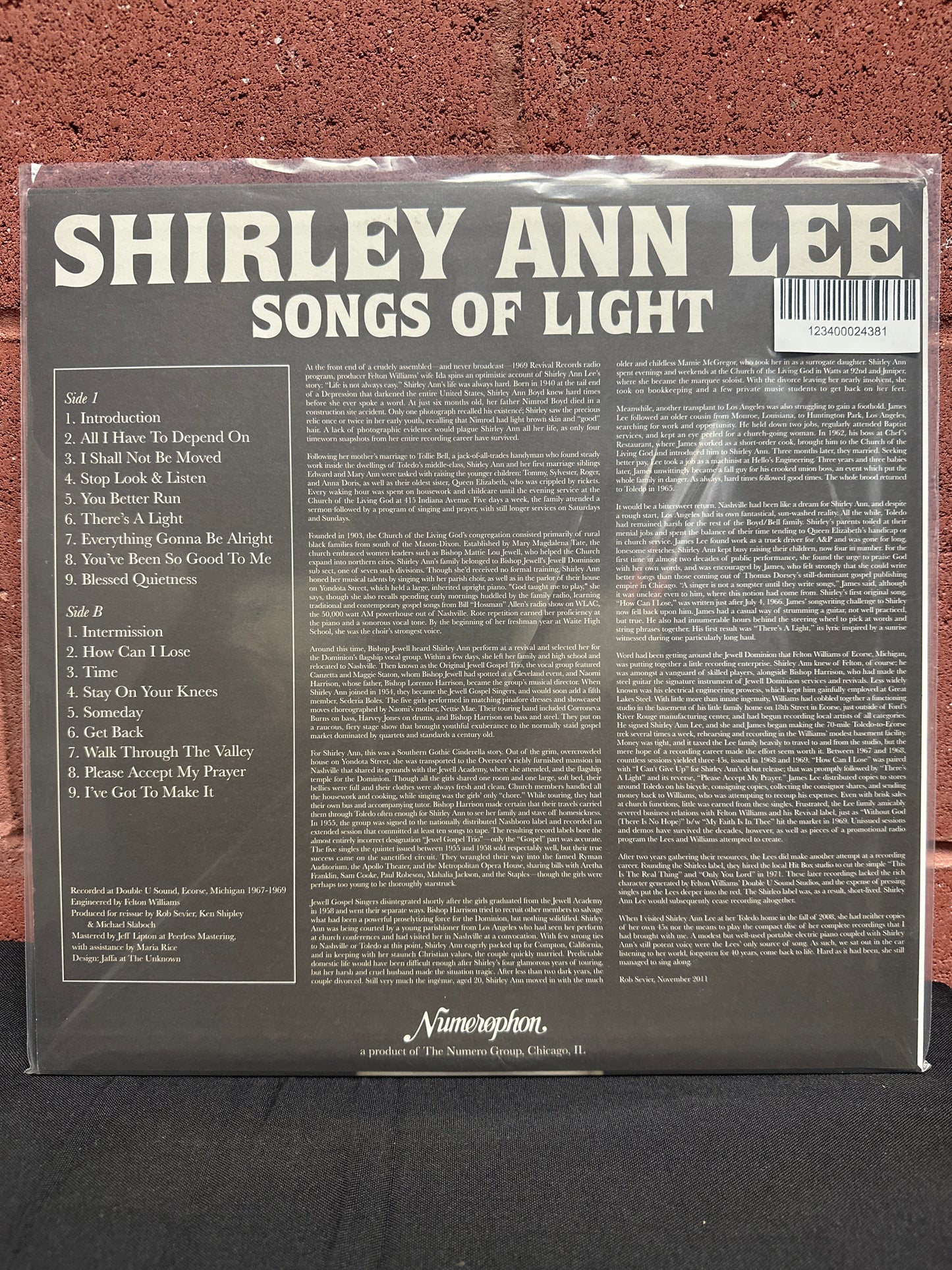 Used Vinyl:  Shirley Ann Lee ”Songs Of Light” LP