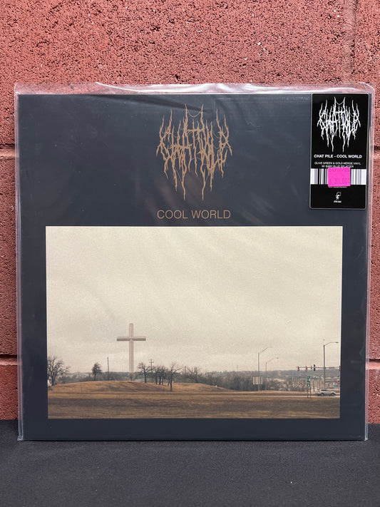 Used Vinyl: Chat Pile "Cool World" LP (Olive Green and Gold Merge with Baby Blue Splatter Vinyl)