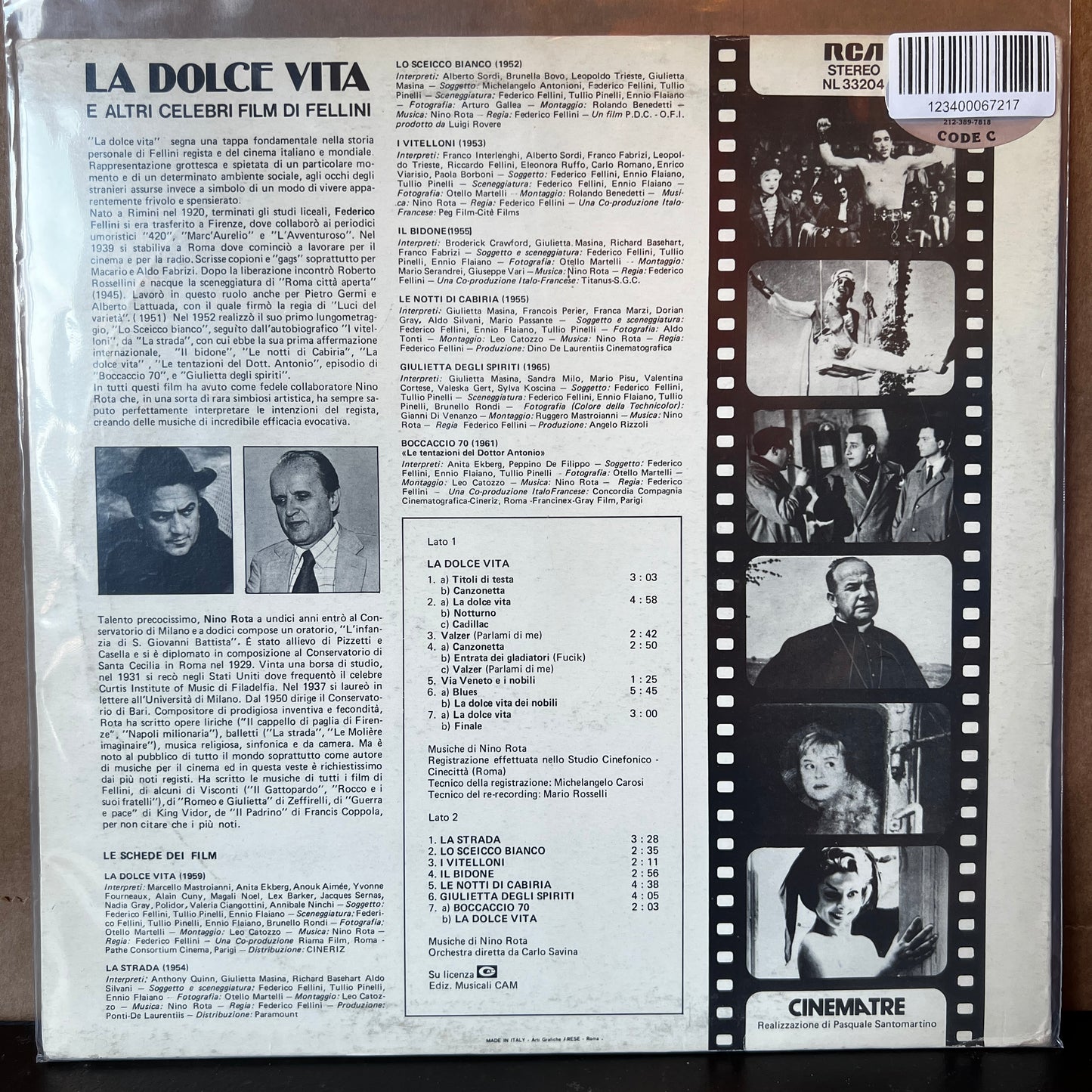 Used Vinyl: Nino Rota ‎"La Dolce Vita (Original Soundtrack)" LP (1978 Press)