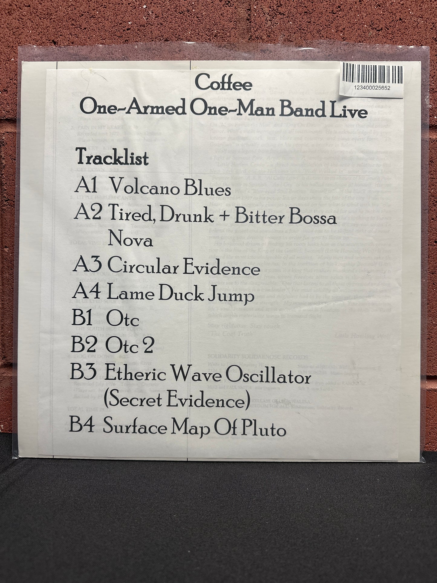 Used Vinyl:  Coffee ”One-Armed One-Man Band Live” LP