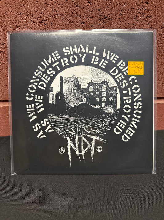 Used Vinyl:  Nuclear Death Terror ”As We Consume Shall We Be Consumed, As We Destroy Be Destroyed” 7"