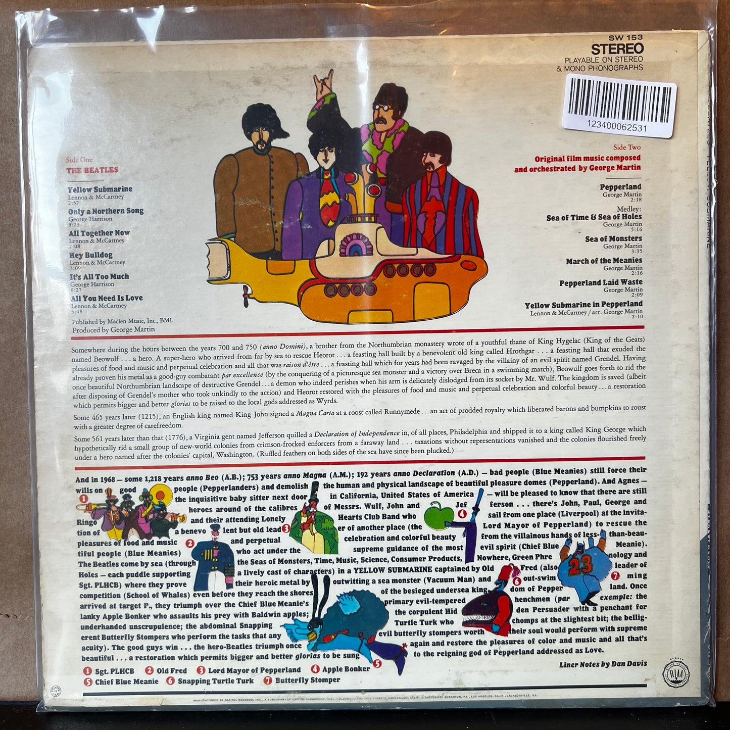Used Vinyl: Beatles "Yellow Submarine" LP (Late 60's/Early 70's Apple labels)