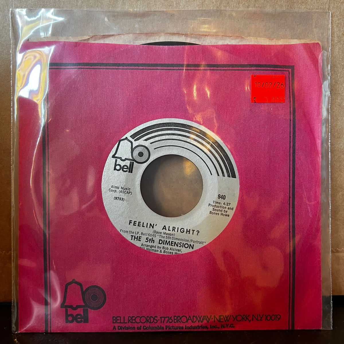 Used Vinyl: The 5th Dimension "One Less Bell to Answer" 7"