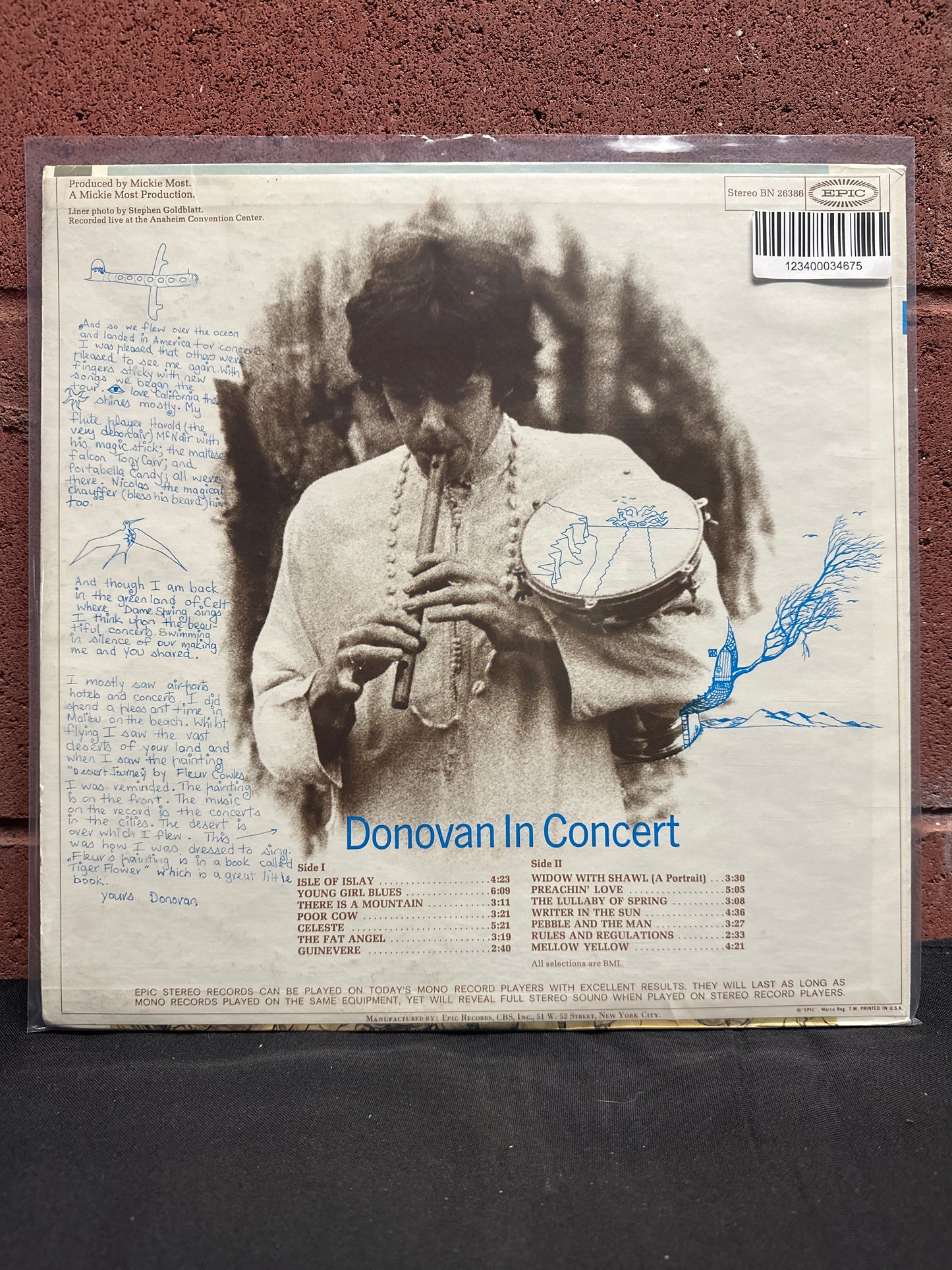 Used Vinyl:  Donovan ”Donovan In Concert” LP