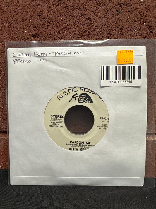 Used Vinyl:  Keith Green ”Pardon Me (Transcript Of The 18 Minute Tape Gap)” 7" (Promo)