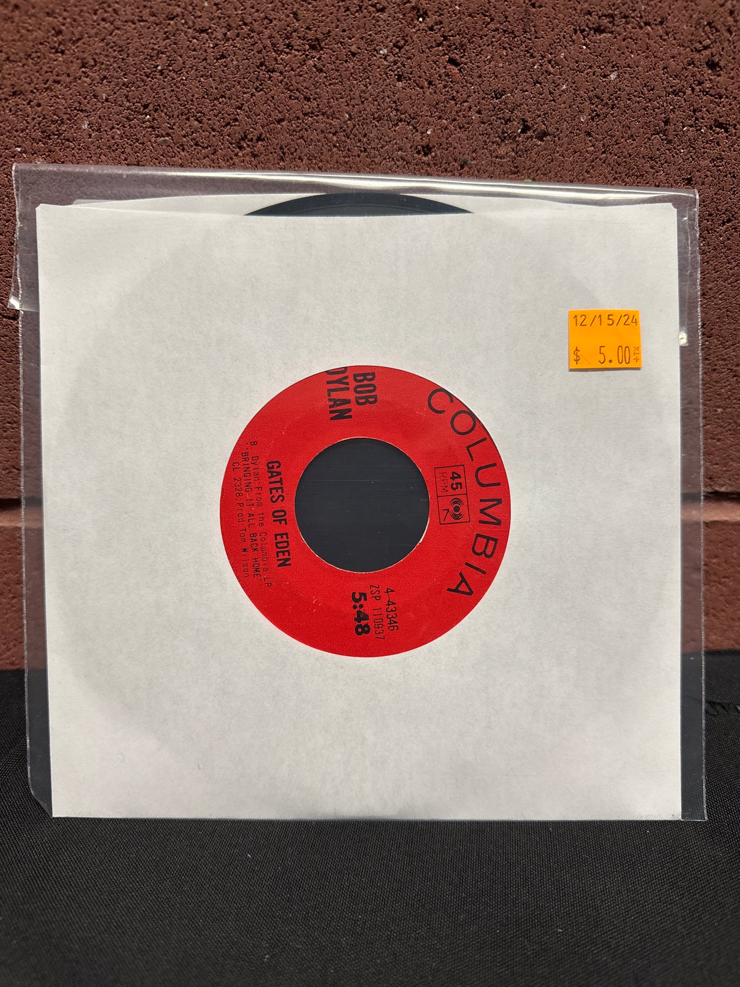 Used Vinyl:  Bob Dylan ”Like A Rolling Stone / Gates of Eden” 7"